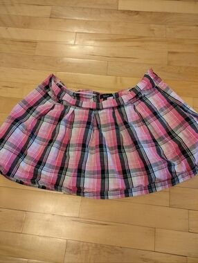Y2K Hot Kiss Pink & Black Plaid Circle Skirt